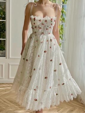 Teuta Matoshi Cherry Crystal Couture Dress